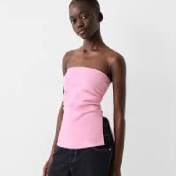 Bershka Size XS Bubblegum Pink Longline Bandeau Top, Side Slits, NEW with Tag - Picture 1 of 14